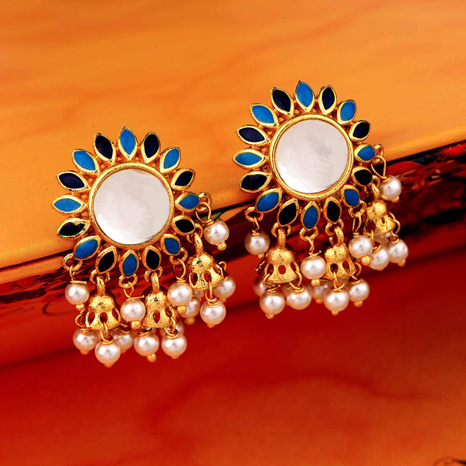 Khanak Jhumki Faux Pearls Stud Earrings, Elegant Design