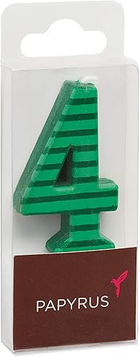 Miniatura 2 de Papyrus Vela de cumpleaños número 4, rayas verdes (1 unidad)