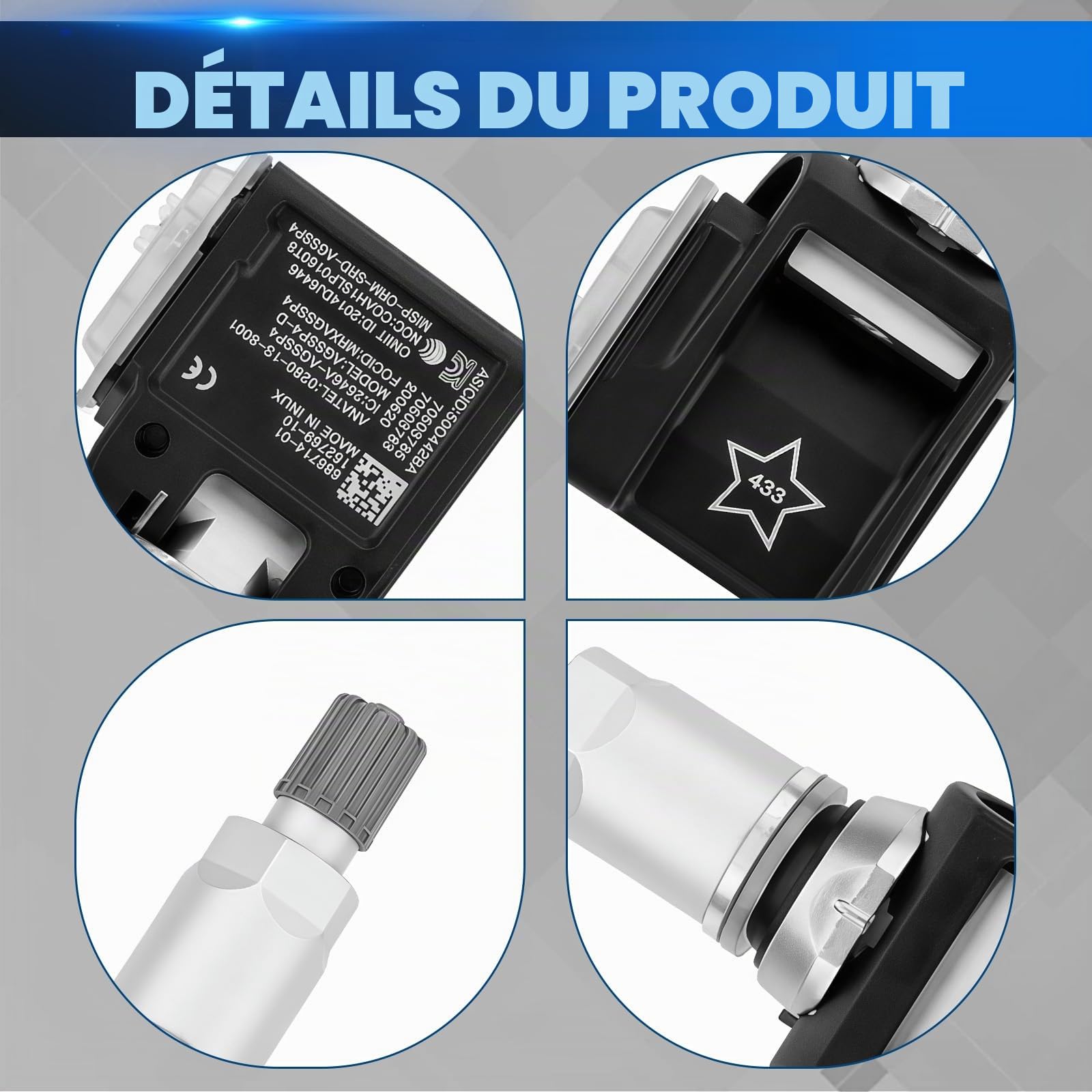 Lot de 4 capteurs de pression des pneus F90, 36106887147, compatibles avec BMW Série 1 3 Série 5 F40 G20 G21 G28 G30 G31 G38 36106872774 36106876957 361068728728 03/68. 76957 BMW 8 G14 G15 F91 M8 F92