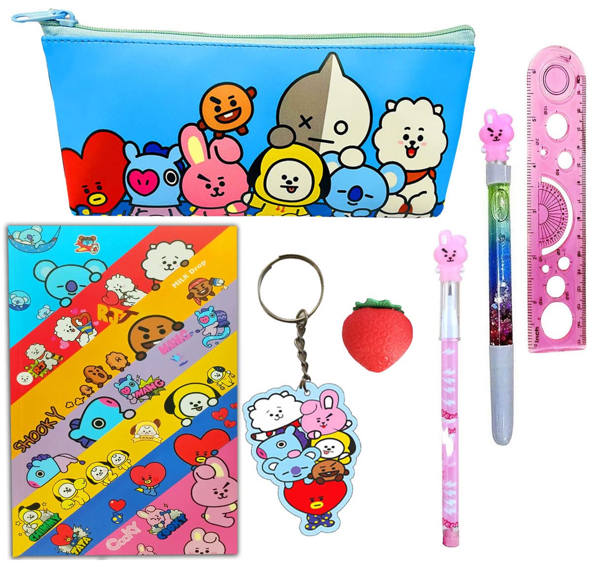 Neel® BT-21 Stationery Set for Kids, BTS Army Team Pencil Box with Diary & Stationery, Gift Set, School Stationery, Pencil Case, Bt-21 Diary Pencil Pouch Geometry Box Return, Birthday Gift (Style 4) (B0BQMT5Y3H) Amazon Price History, Amazon Price Tracker