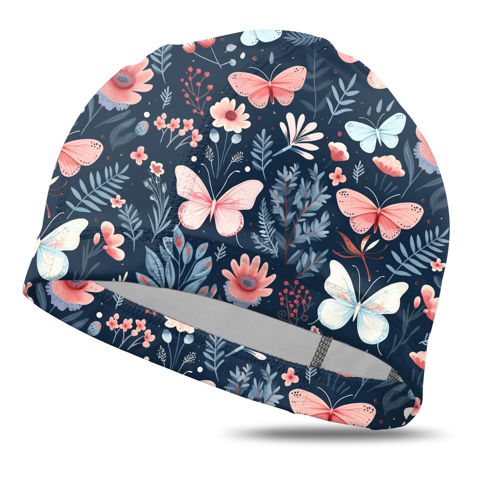 Deokke Fabric Swim Cap Elastic Breathable Cloth Swimming Cap Fit Short Hair Men Woman Girls One Size Hat