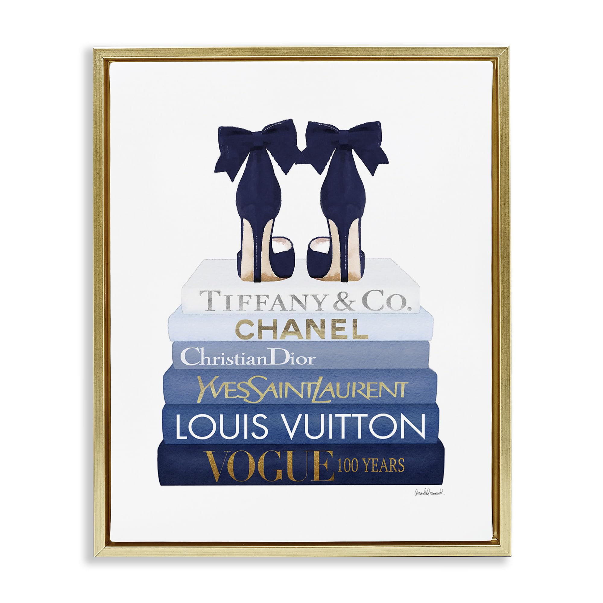 Glam Heels Bookstack Fashion, 16 x 20 Inch Canvas in Floater Frame