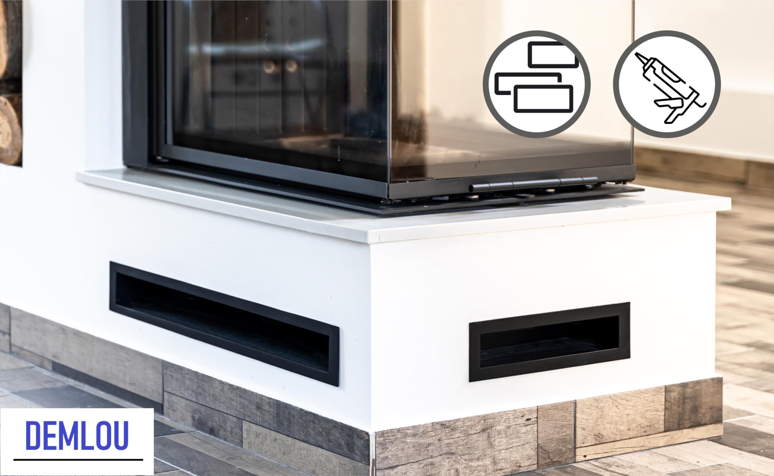Griglia di Aerazione Lineare 40 x 9 cm in Acciaio Nero RAL 9005 – Griglia di Ventilazione Rettangolare per Camino Stufa e Parete, Bocchetta Aria in Acciaio Verniciato a Polvere.
