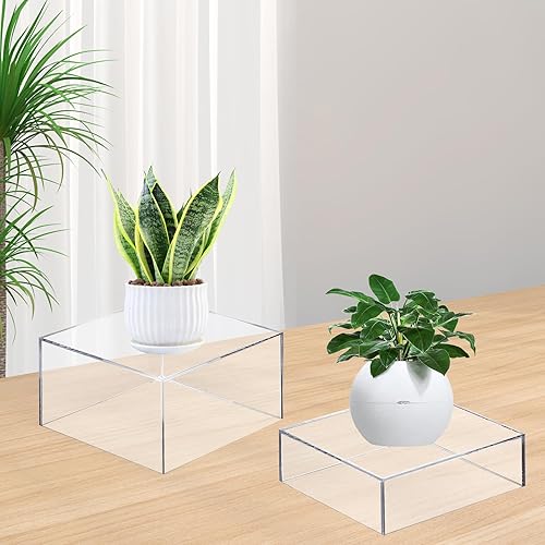 Miniatura 7 de Paquete de 6 cajas de acrílico transparente de acrílico transparente, cajas de exhibición de acrílico transparente, elevadores de anidación con