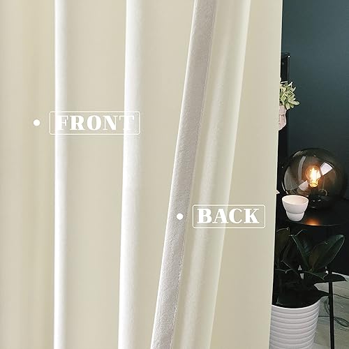 Miniatura 2 de VANASEE Cortinas de terciopelo marfil de 84 pulgadas de largo, cortinas de oscurecimiento de habitación para dormitorio, tratamiento de ventanas