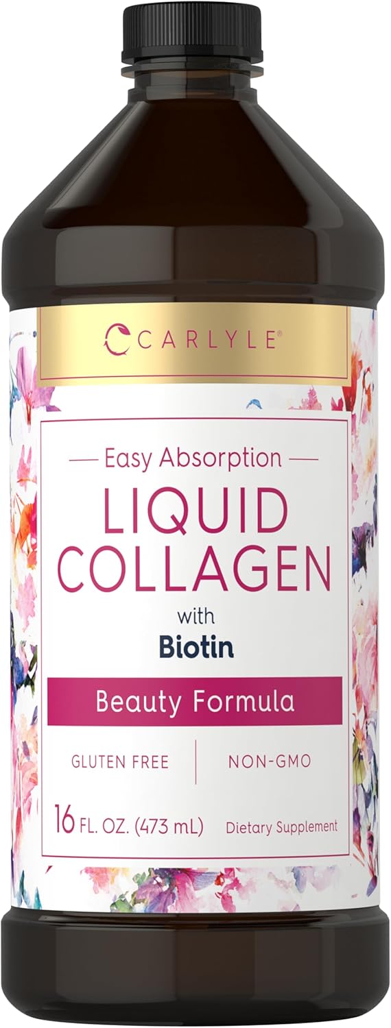 Carlyle Liquid Collagen for Women and Men | 16 fl oz | Types I & III | with Biotin | Berry Flavored Supplement | Non-GMO & Gluten Free