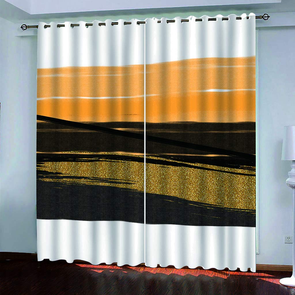 Maynuo Girls Golden Curtains For Bedroom 3D Art Eyelet Top Curtain For 62X78inch Kids Window Treatments For Home Decoration Thermal
