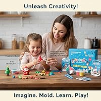 Vista 5 de Arcilla seca al aire para niños, 12 arcilla para modelar de Navidad, kit de arcilla mágica con herramientas y tutoriales, suave y antiadherente