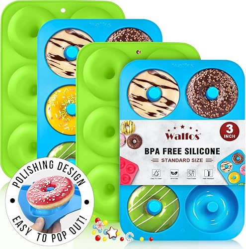 Walfos Molde de silicona para donas Juego de moldes de silicona para donas, antiadherentes, simplemente sácalo! Resistente al calor, sin BPA y apto