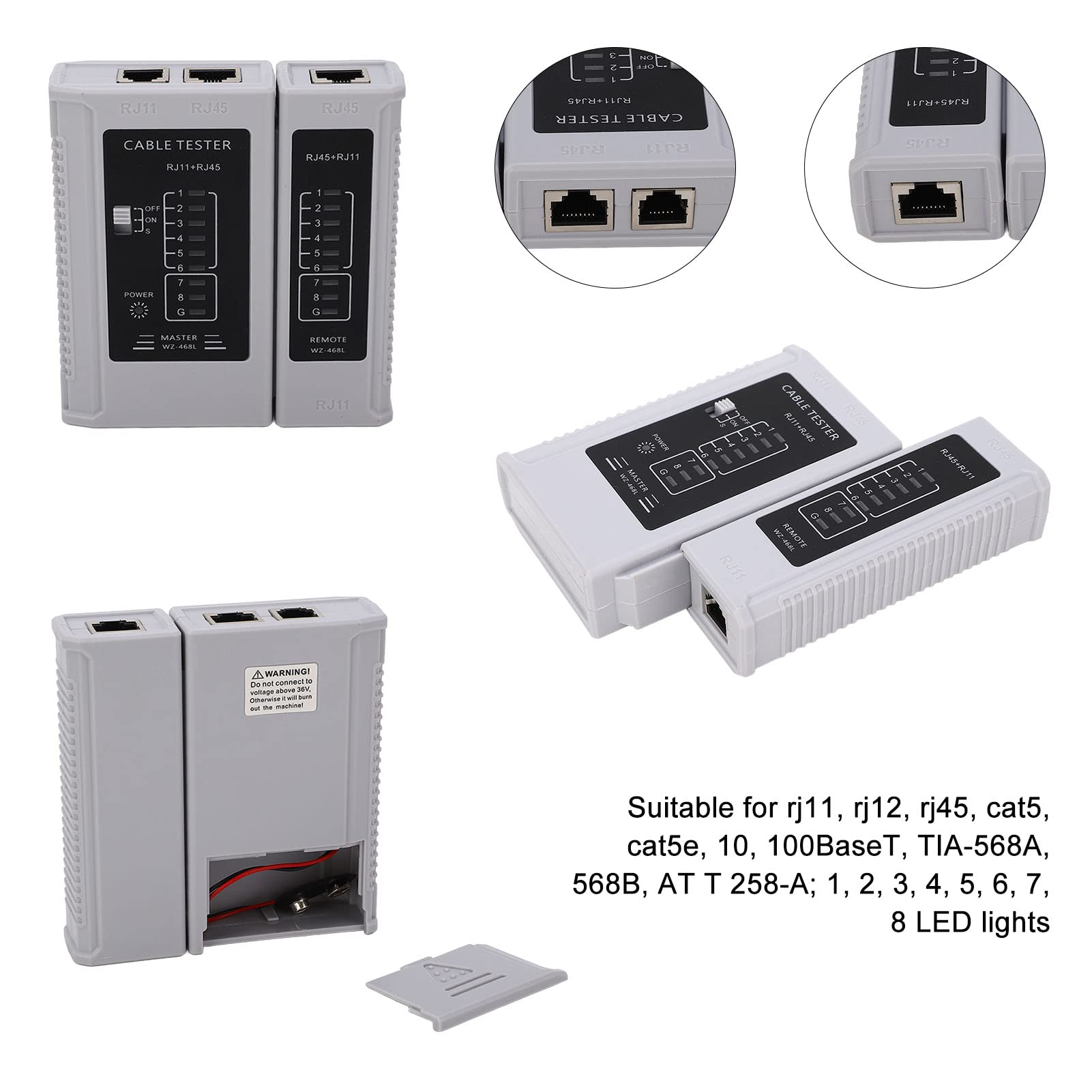 PolyGen Network Tool Kit Professionale 5 in 1 con crimpatrice per cavi Ethernet per RJ45 / RJ11 / Cat5 / Cat5e / Cat6, include tester per cavi di rete per cablaggio