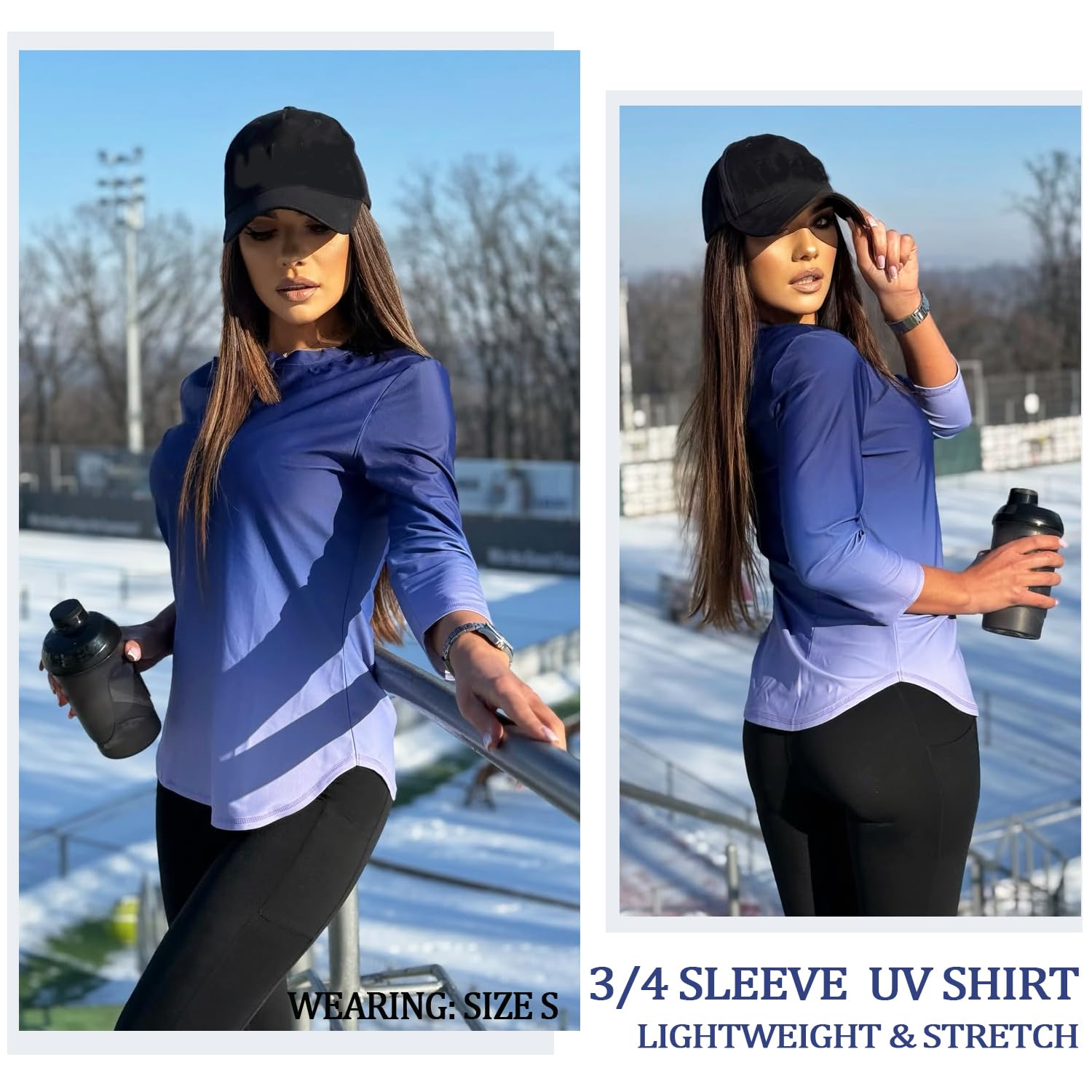 WOWENY Rashguard Anti-UV para Mujer Traje de baño Camiseta de Manga 3/4 con Cremallera de 1/4 Secado rápido Ideal para Surfear en la Playa