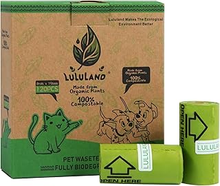 LULULAND® Hundekotbeutel biologisch abbaubar | Zertifizierte Kotbeutel für Hunde |120 Stück Reißfeste Hunde Kotbeutel 8 Rollen-Lavendelduft, Grün product image