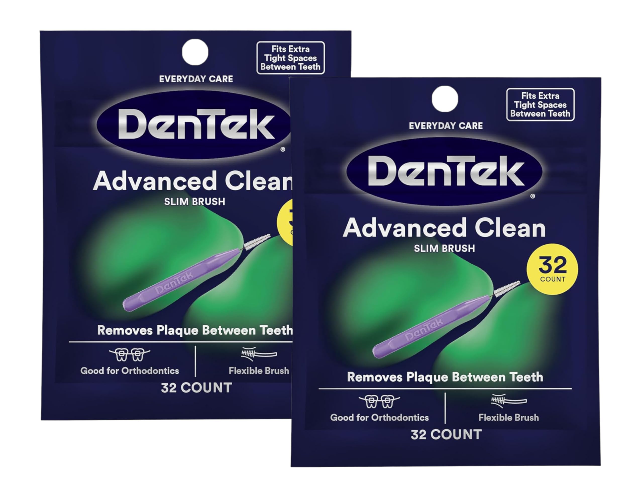 DenTek Complete Clean Easy Reach Floss Picks, Advanced Fluoride Coating, Mouthwash Blast Flavor, 32 ct. (Pack of 2)