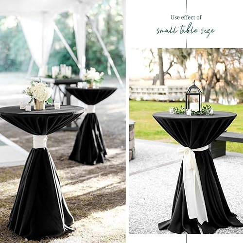 Miniatura 192 de Pesonlook Paquete de 4 manteles redondos blancos de 90 pulgadas, mantel de poliéster para mesas redondas, mantel lavable, resistente a las manchas