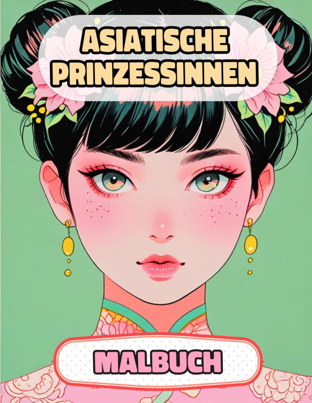 Asiatische Prinzessinnen Malbuch: Farbung Seiten Von Königinnen Königlichen Orientalischen Frauen Japanischen Palästen Chinesischen Mädchen Kaiserin ... Stressabbau | Für Kinder Erwachsene