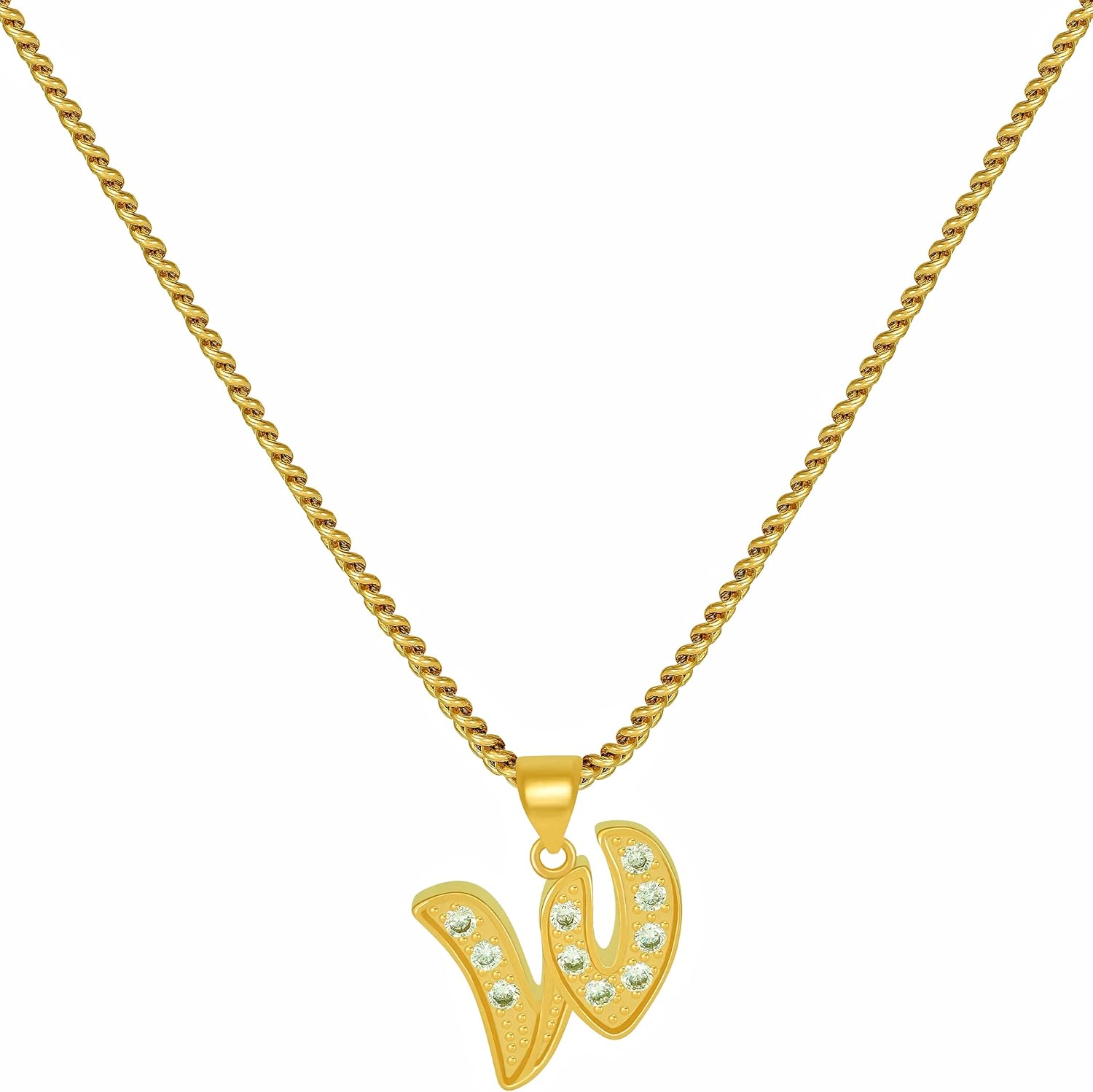 LIFETIME JEWELRY Small Initial Cubic Zirconia Letter Necklace Chain 24k Gold Plated
