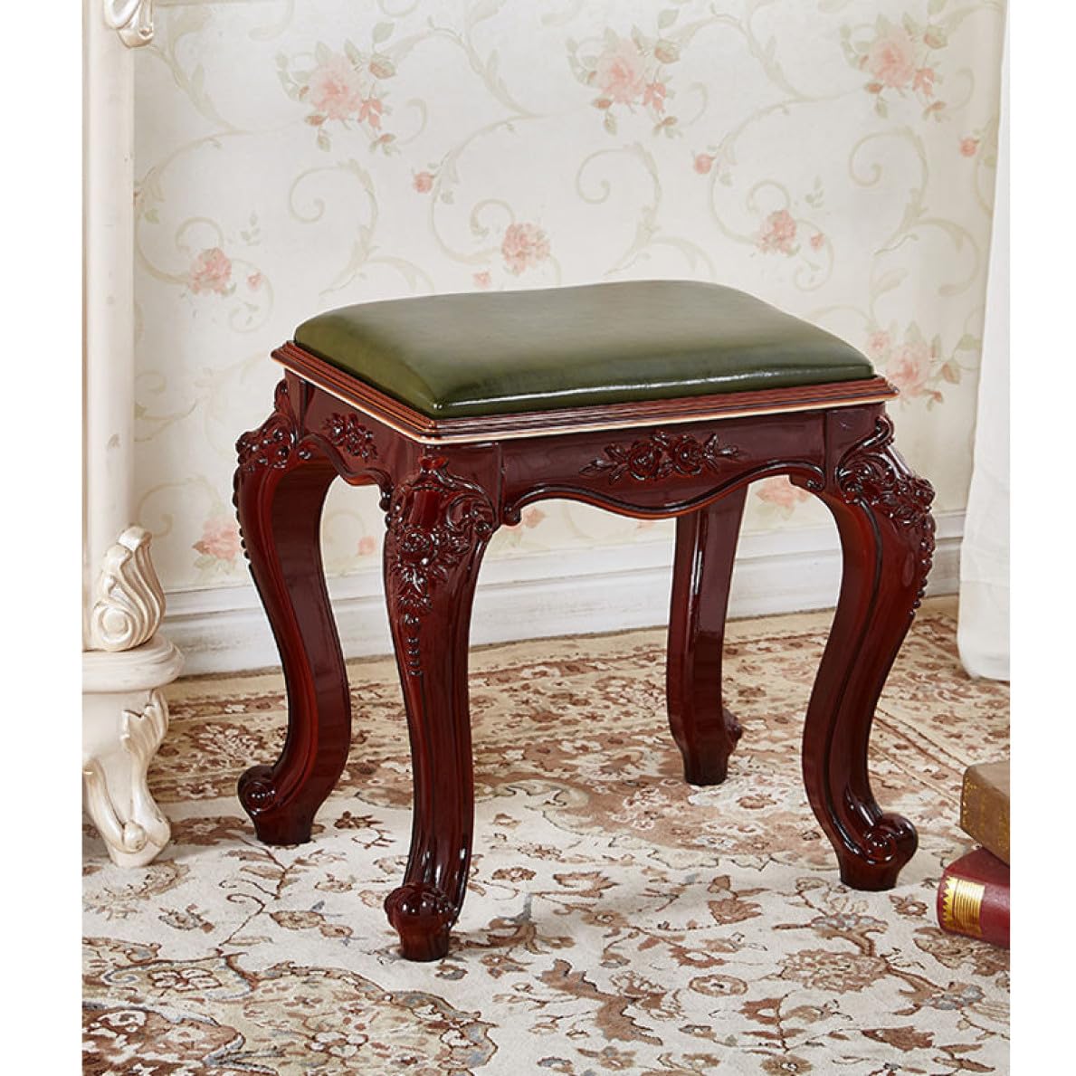 アンティーク調 【希少】アンティーク調 チェア 猫脚 グリーン 椅子