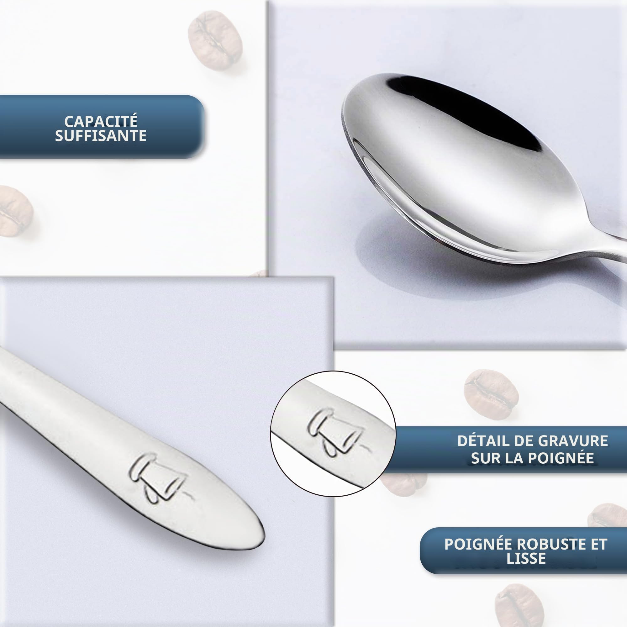 Cuillères à Café Acier Inox 120 Pièces 10 cm | Adapté Maison et Restaurants, Lave-Vaisselle, Petites Cuillères à Thé