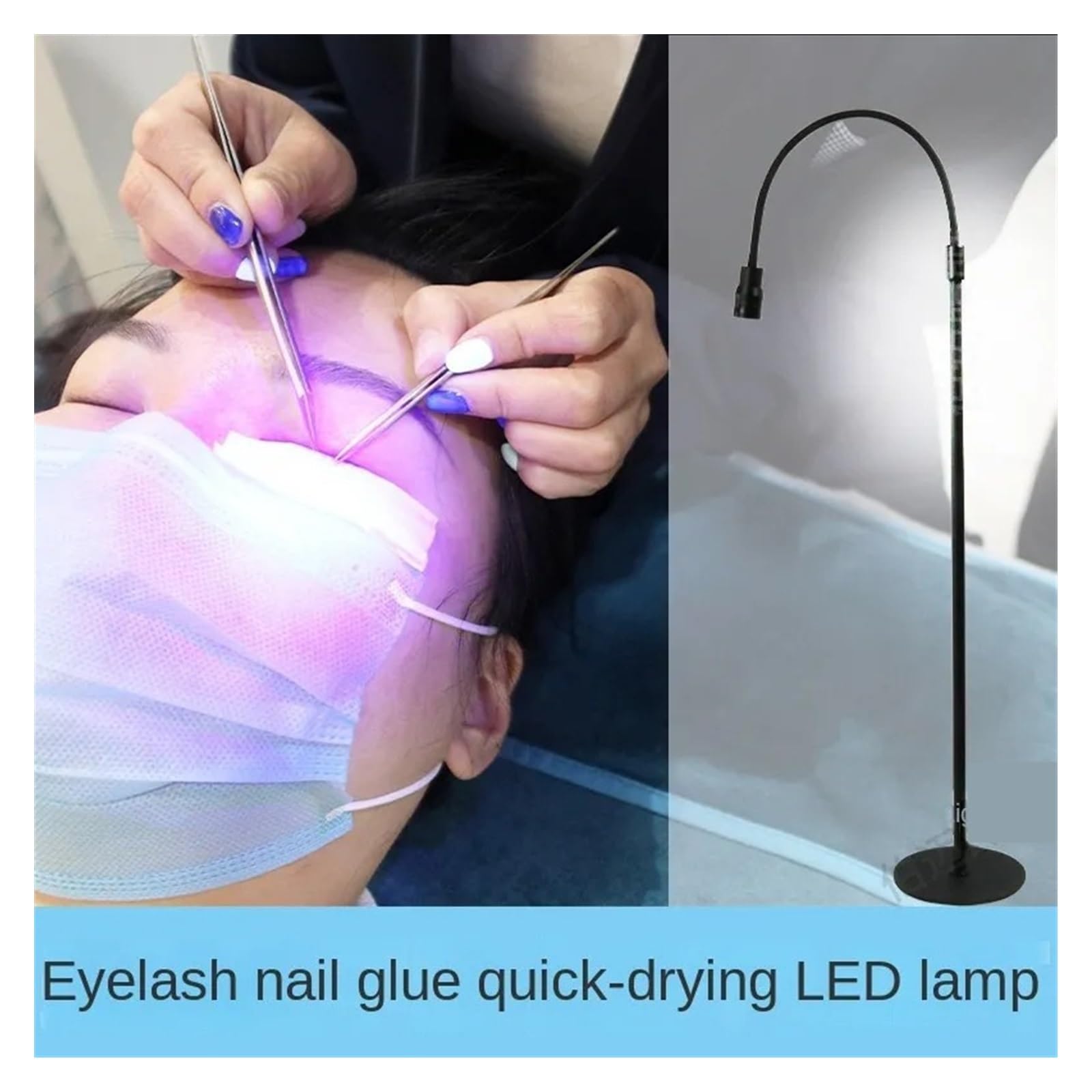 Lampada per polimerizzazione UV LED viola luce UV bellezza ciglia colla for unghie lampada a polimerizzazione rapida innesto ciglia interruttore a pedale lampada da terra a LED(Square switch,10W-01)