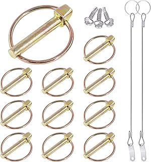 Glarks 15Pcs 5/16" x 1-3/4" Lynch Pin with Lanyard Cable Set 10Pcs Lynch Pin Lock Pin Clips and 2Pcs 304 Stainless Steel Lanyard Cable with Quick Release Ring for Farm Tractors Trailers Trucks Mowers