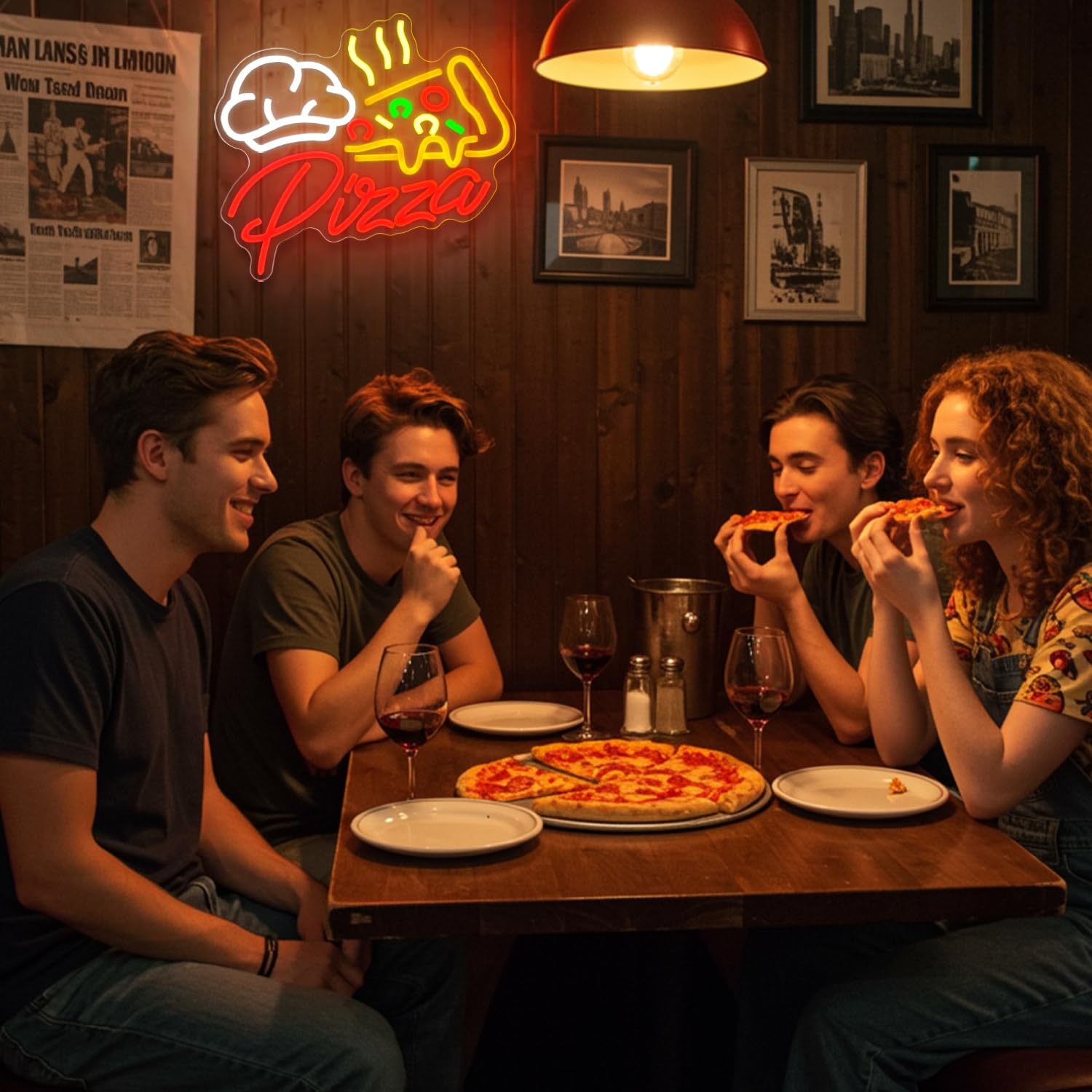 Pizza Letrero de neón Letreros con forma de pizza para negocios letreros LED USB de comida rápida luces de neón de pizza regulables para el hogar bar cocina restaurante pizzería fiesta