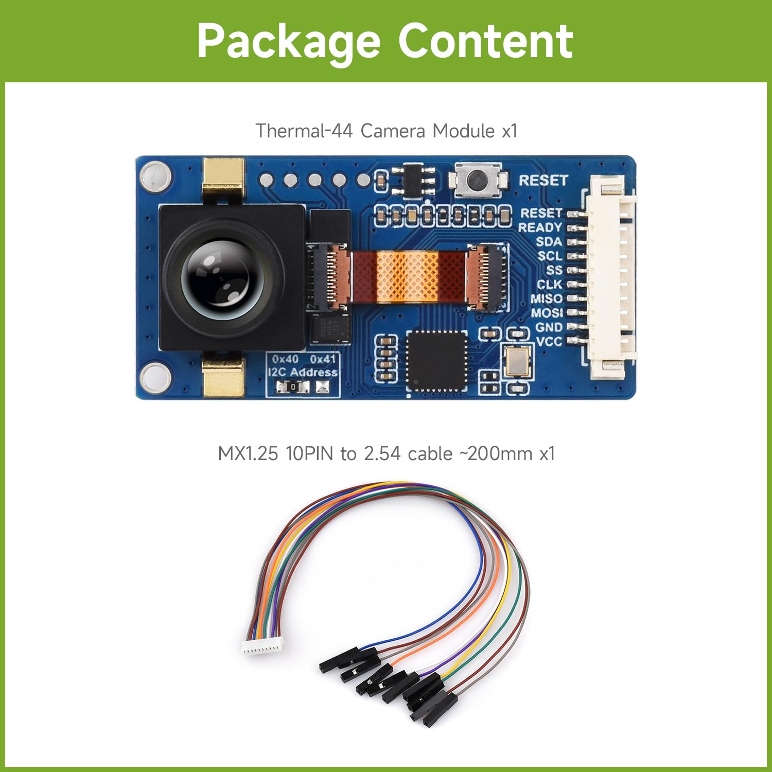 Waveshare Long-Wave IR Thermal Imaging Camera Module, 80 × 62 Pixels IR Array, Motion Detection, SPI and I2C Interfaces Communication, Suitable for Raspberry Pi and Other Development Boards, 44° FOV