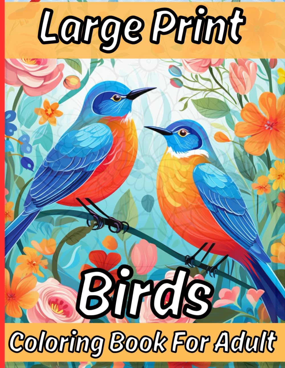 Large Print Birds Coloring Book For Adult: Flowers And Birds Coloring Book for Adults...Large Print Relaxation Coloring Books for Adults And Seniors Relaxation
