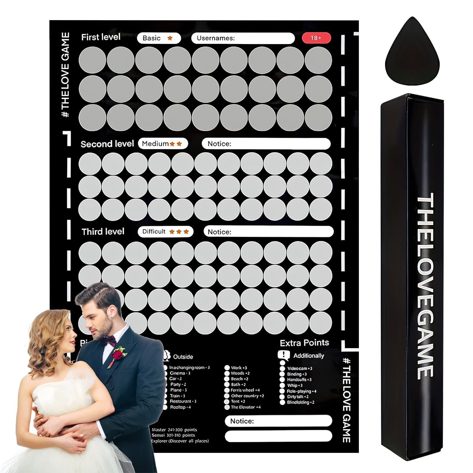 DAWRIS Date Night Scratch Off Poster - 100 Dates Card, Love Games for Couples, Bedroom Games for Boyfriend