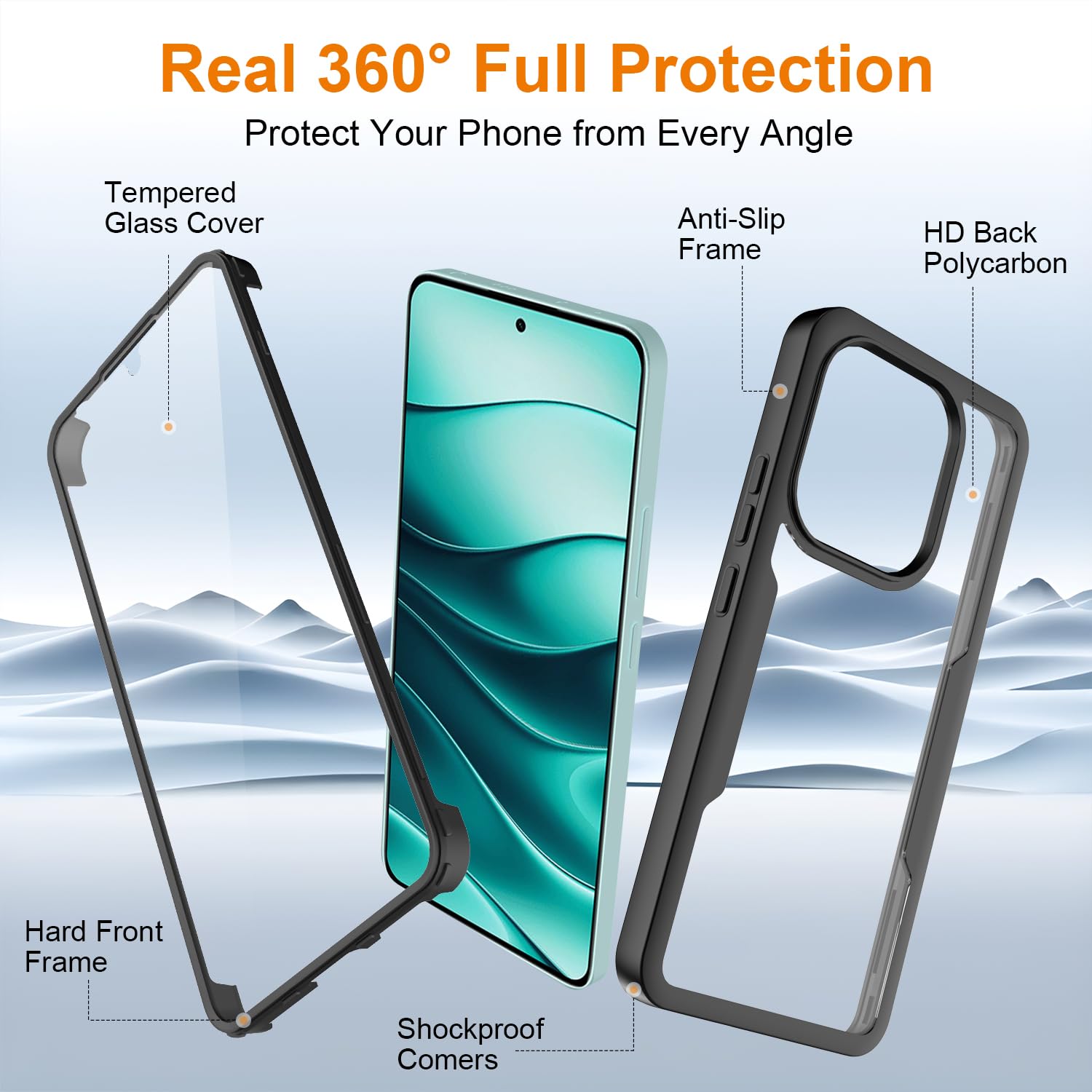 QERYBV Coque Pour Xiaoi Redi Note 14 4G (EU Version) Avec 1 Verre Trepé,1 Protection Caera