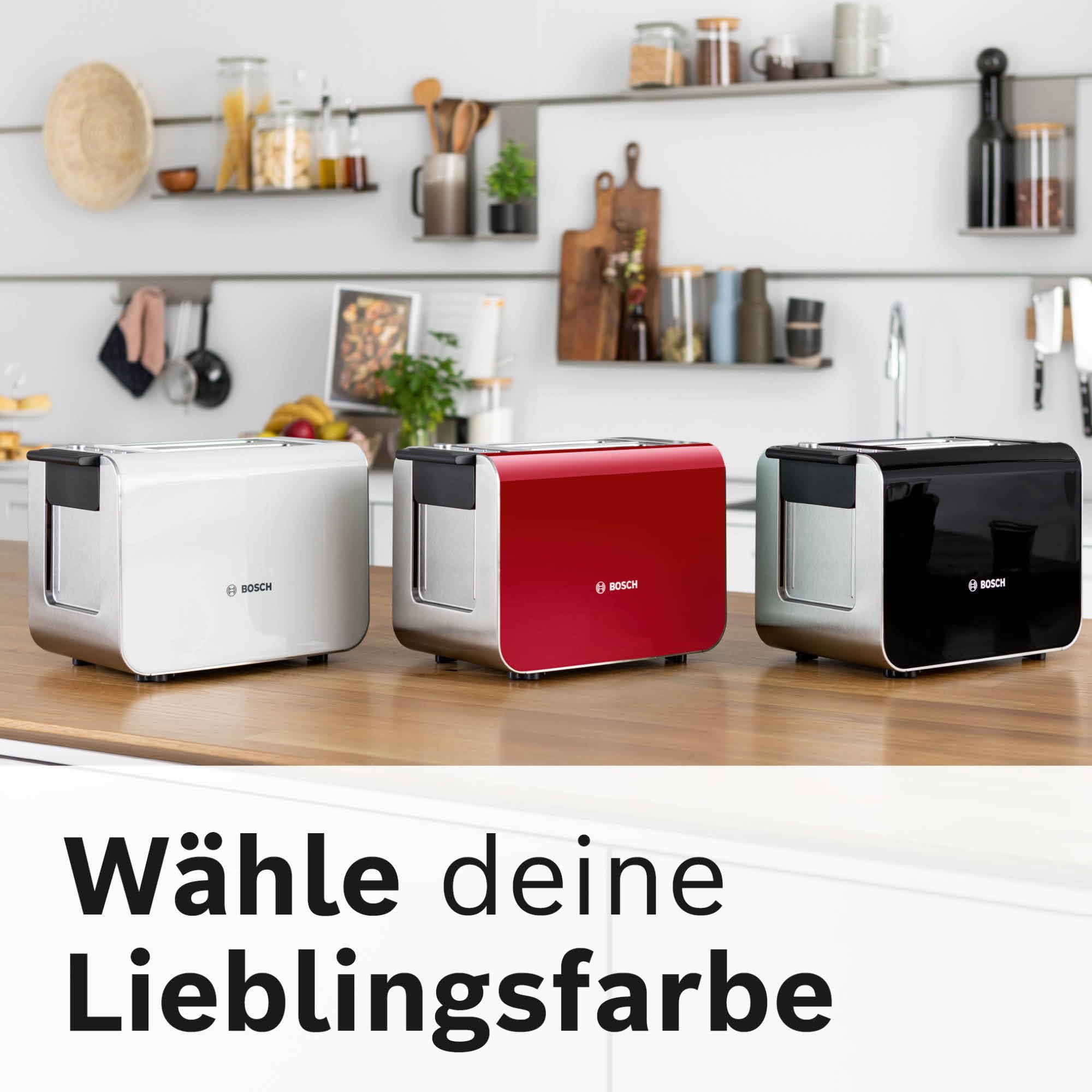 Bosch Toaster Styline TAT8613N, integrierter Brötchenaufsatz, Liftfunktion, Auftaufunktion, Abschaltautomatik, Brotzentrierung, 800 W, Edelstahl/schwarz