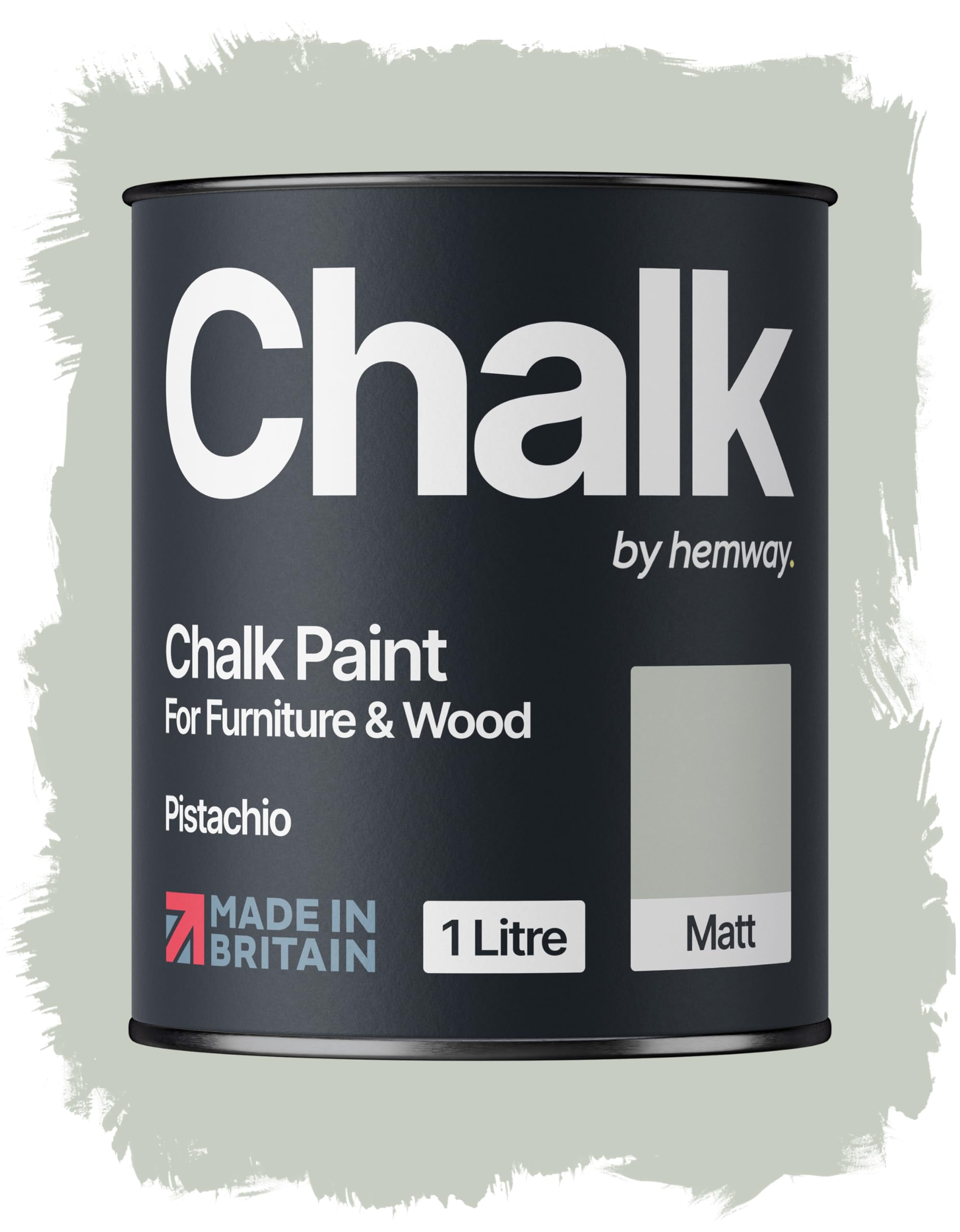 Hemway Chalk Paint Pistachio Green 1L, Furniture Paint, Matt Finish Shabby Chic, Chalk Furniture & Walls, Quick Dry & 1 Coat