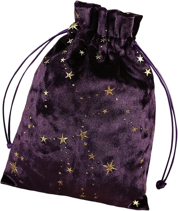 Bolsa Tarot Terciopelo CREATCABIN - 2 Bolsas 18x13cm + 12 Bolsas Constelaciones, Negro Y Morado
