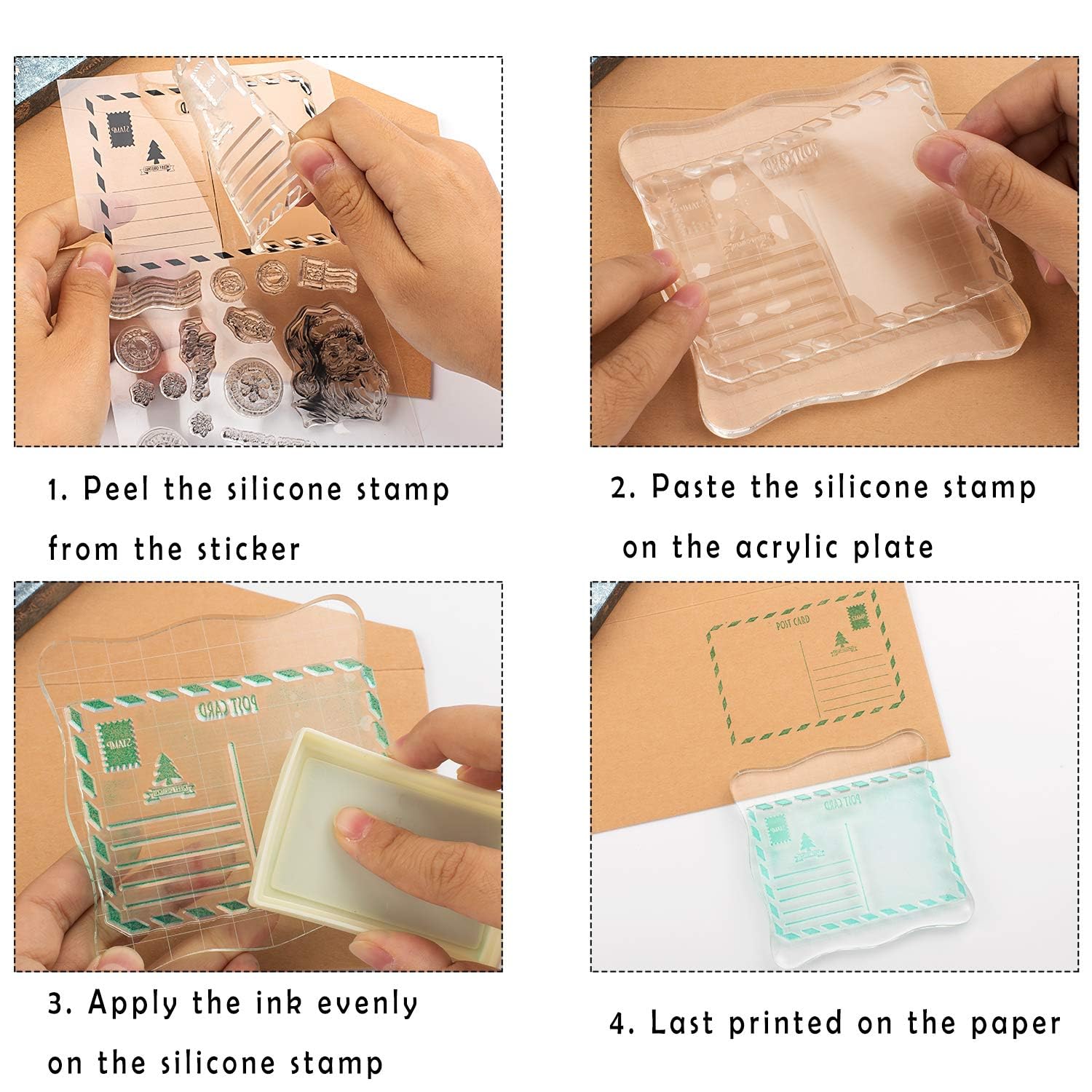 Whaline 6 fogli di silicone trasparente a tema natalizio per realizzare biglietti, scrapbooking, decorazioni, parole, album fai da te