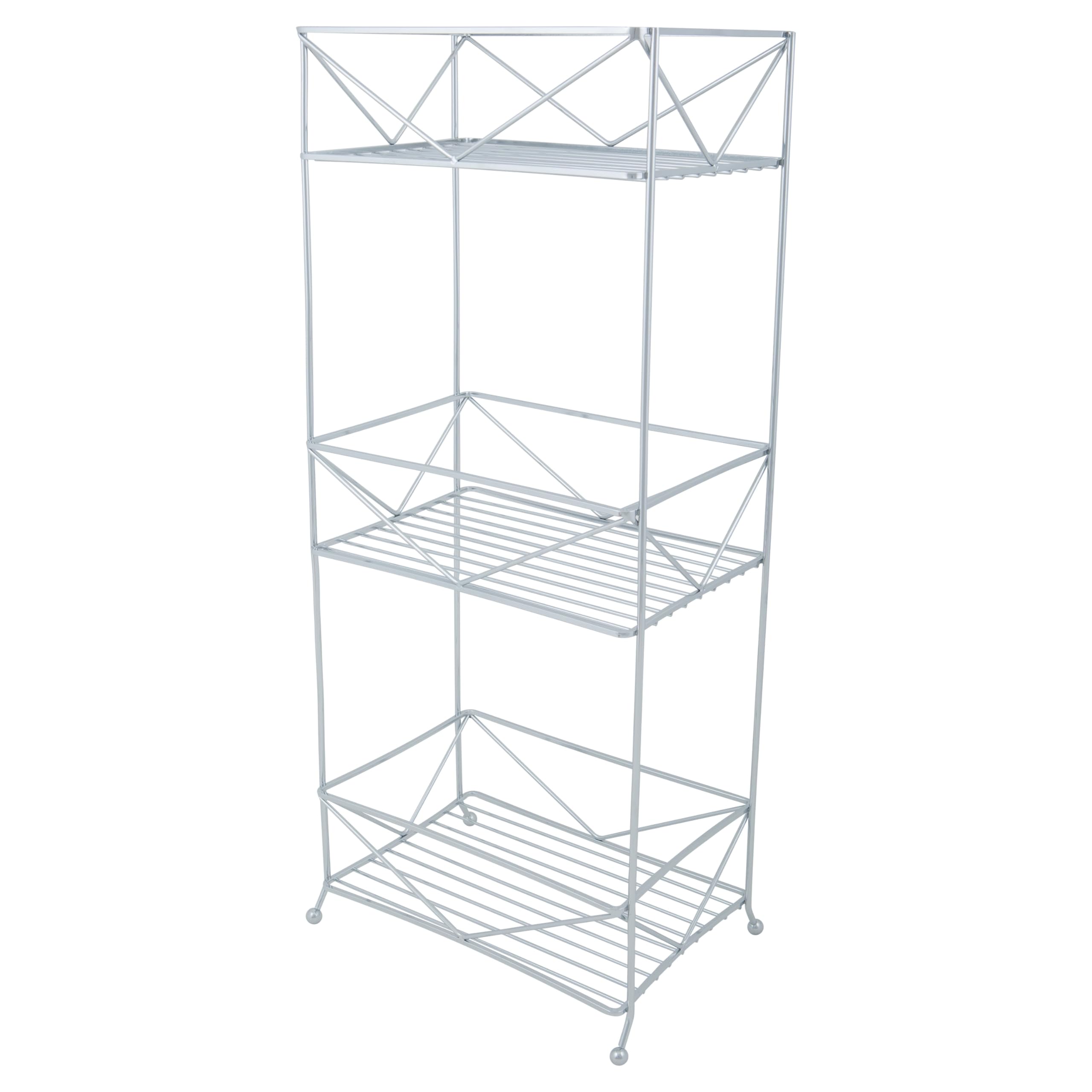 3 Shelf Shower Caddy Chrome Finish Steel Construction Over Shower Head Organizer with Suction Cups 10 6 x