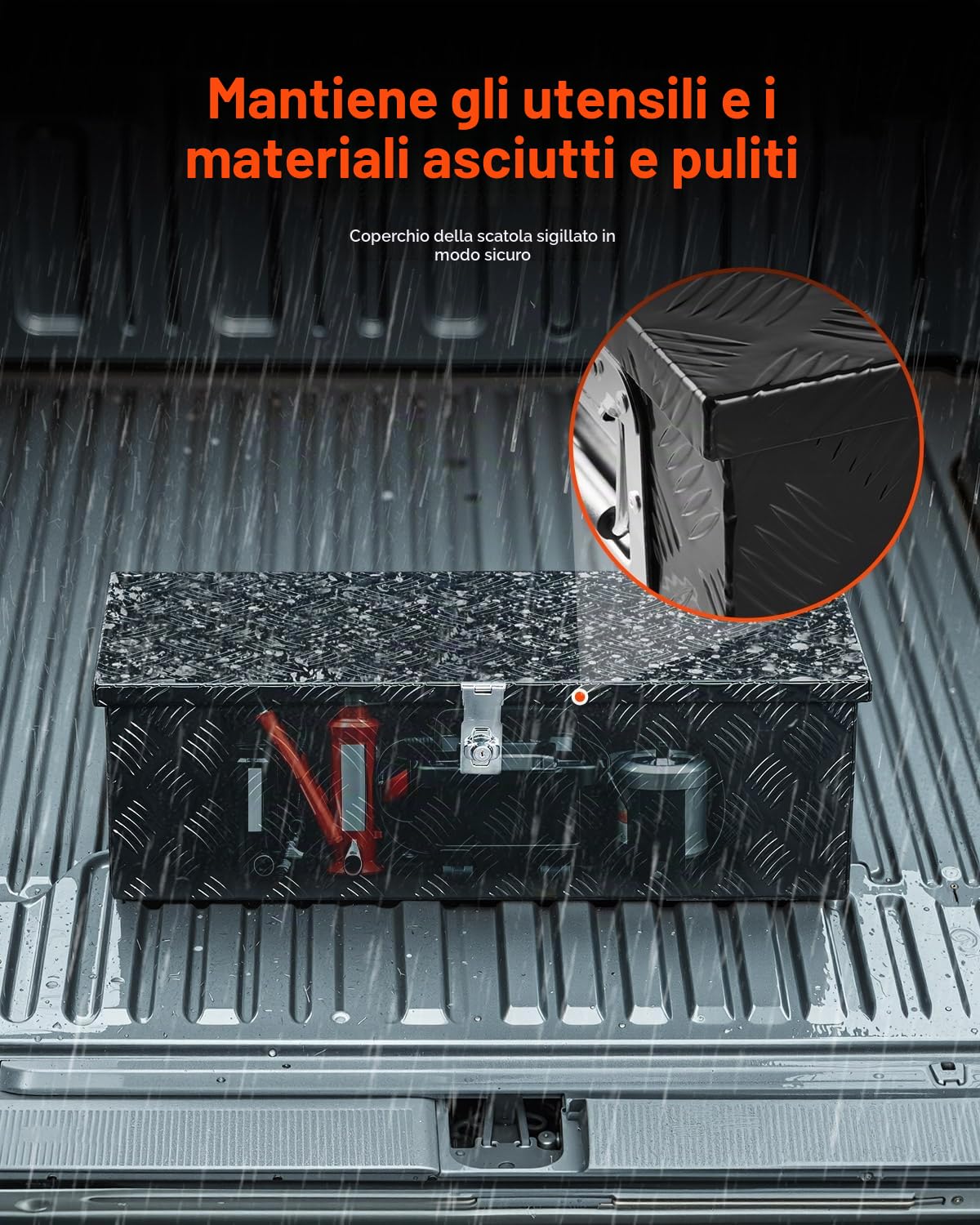 VEVOR Cassetta Portautensili Struttura in Alluminio per Cassone di Camion, con Maniglia Laterale e Chiavi di Blocco, Organizzatore per Rimorchi, Camper, 76,2 x 330,2 x 243,84 mm, Nero