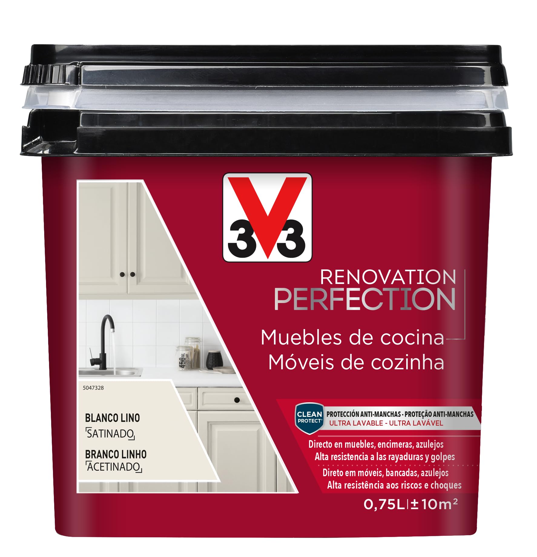 V33 Esmalte Renovation Perfection Cocina Blanco Lino Satinado 0,​75L