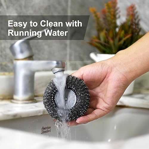 Miniatura 5 de 2 unidades de depurador de lana de acero inoxidable con asa, depurador de lana de acero para limpiar platos, cepillos de limpieza de acero