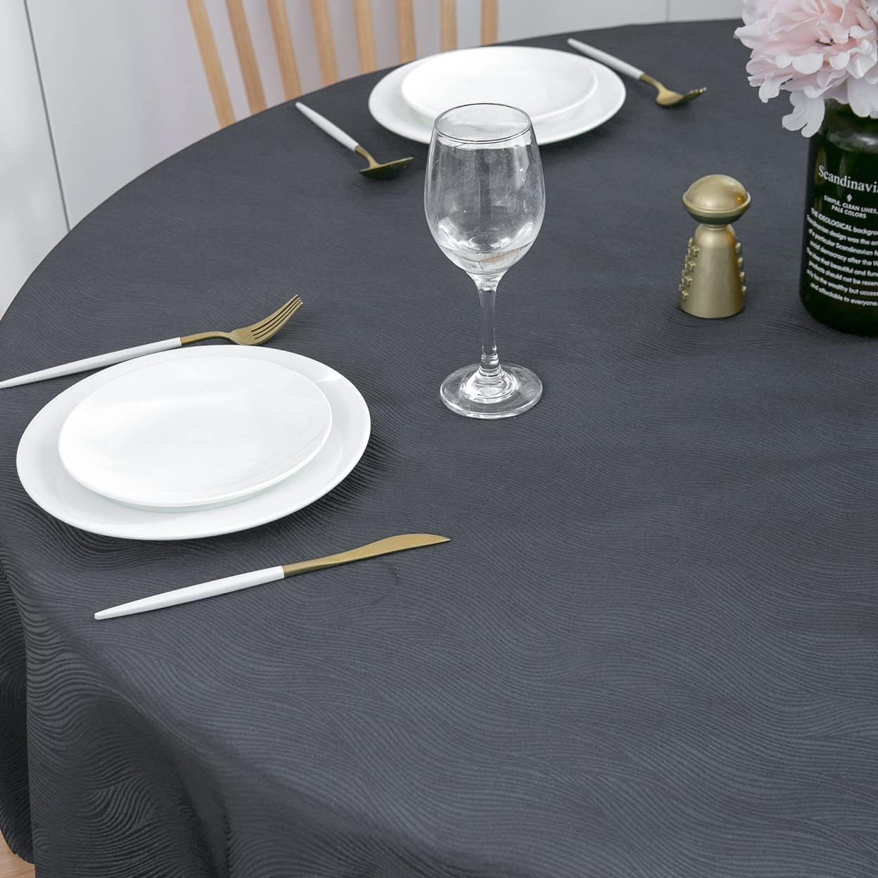 SPRICA Round Jacquard Tablecloth Water Resistance Solid Colour Heavy Weight Soft Table Cover, Machine Washable - Image 4