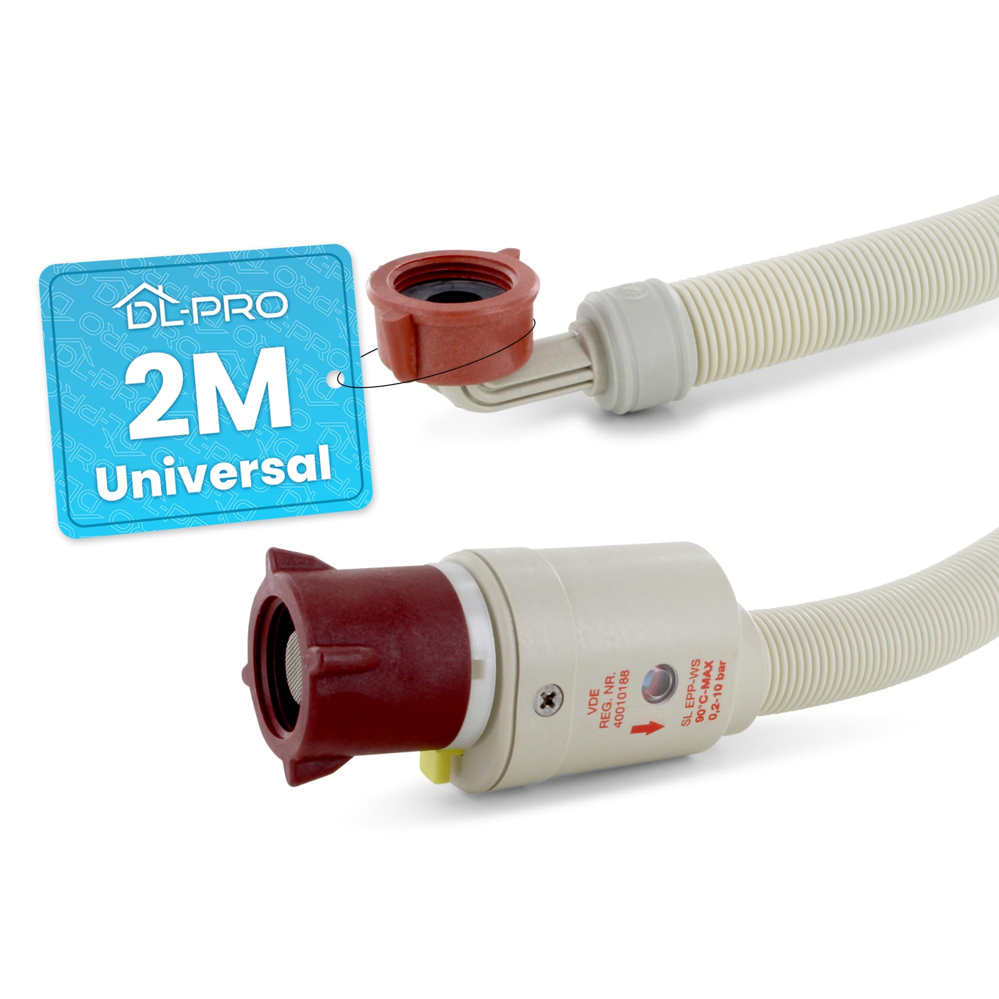 DL-pro Aquastop Hose Inlet Hose 2.0 m Washing Machine Dishwasher Universal