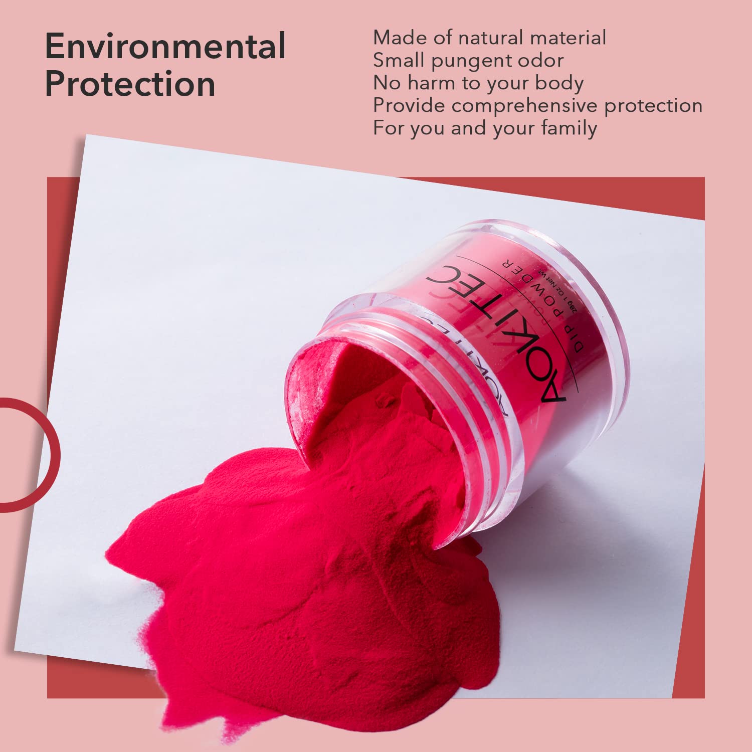 Aokitec Polvo de Inmersión para Uñas Polvo Francés Arte de Uñas para Principiantes Bricolaje de Salón de Manicura en Casa sin Olor y Duradero, sin Necesidad de Curado con Lámpara de Uñas, Blanco, 1 oz