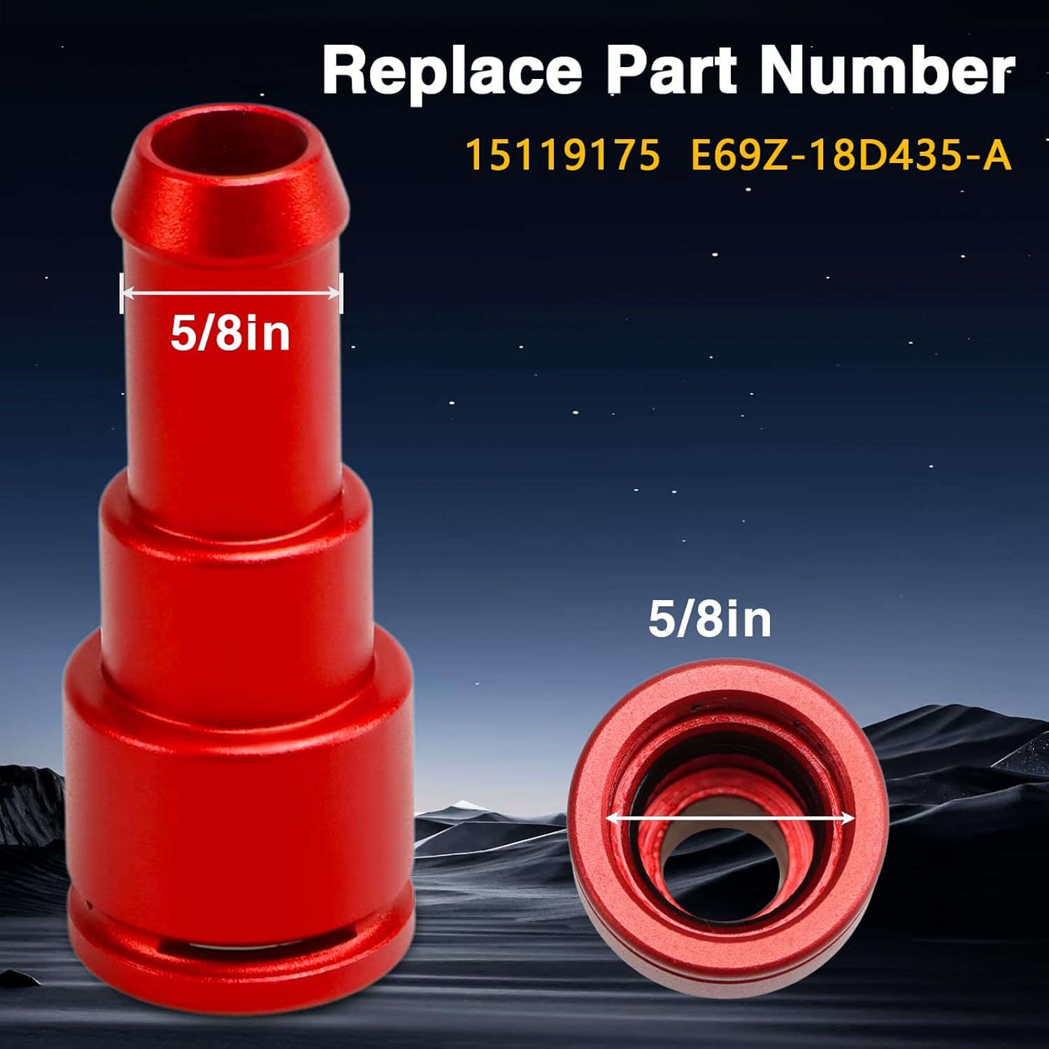 EVRBUL 2PCS Coolant Hose Connector 5/8" Heater Tube x 5/8" Coolant Hose, Upgraded Aluminum Heater Core Hose Connector with Clamp Compatible with Chevy Cadillac GMC Ford Lincoln Replace# 15119175