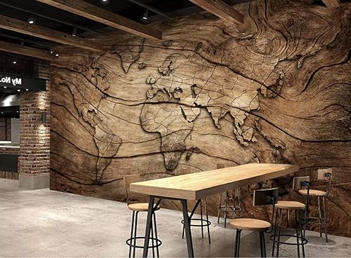 Murwall Map Wallpaper Wood World Map Wall Mural Vintage Map Wall Art Map Retro Wall Decor Cafe Design Living Room Bedroom Entryway