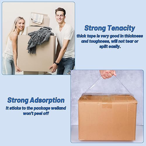 Miniatura 9 de Cinta de embalaje, 4 rollos de cinta de envío a granel, 1.88 pulgadas x 60 yardas, cinta de embalaje de 240 yardas, 2.7 mil, núcleo de 3 pulgadas,
