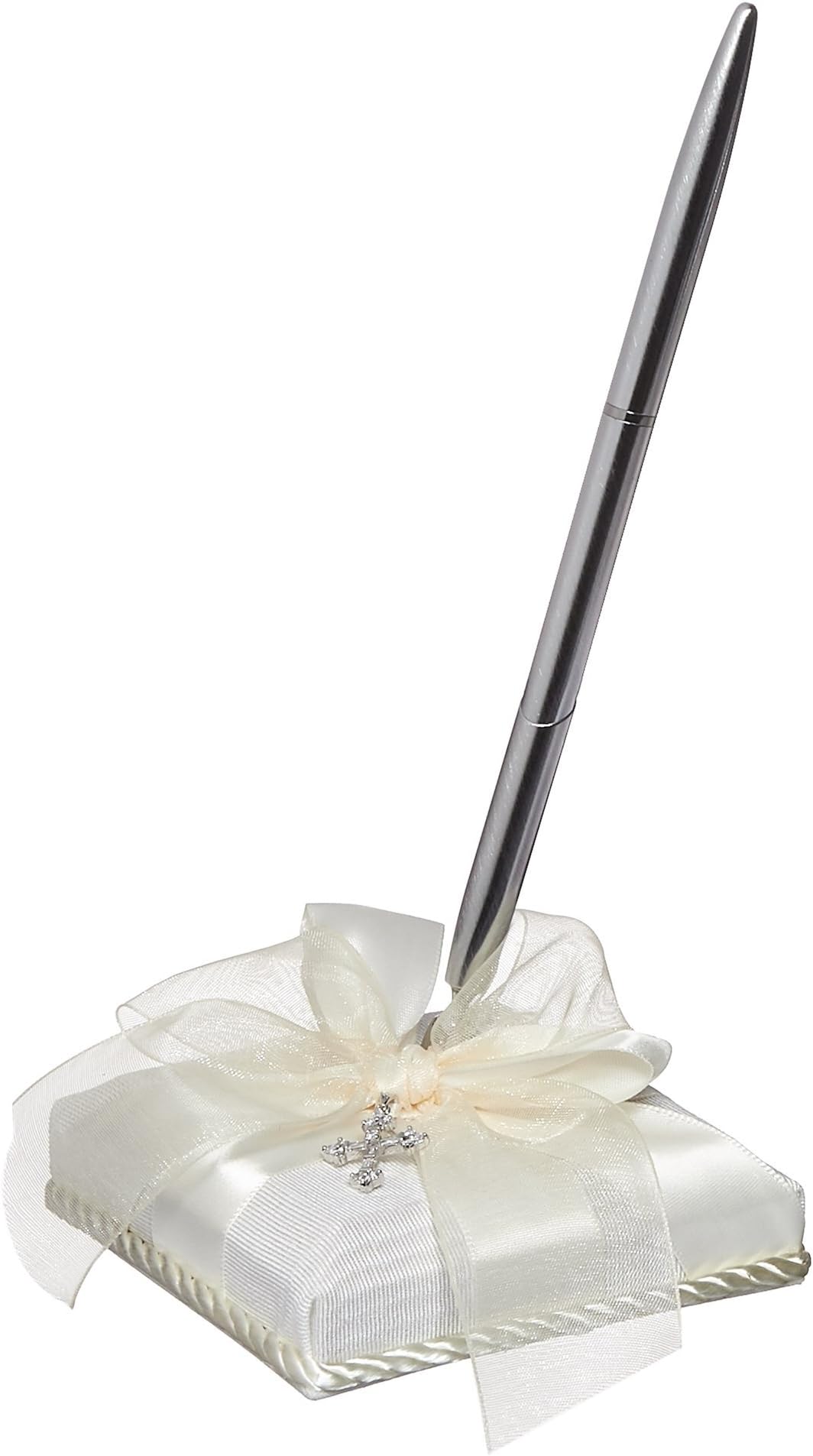 Beverly Clark Collection Grace, Pen and Penholder Set with Crystal Cross, Ivory