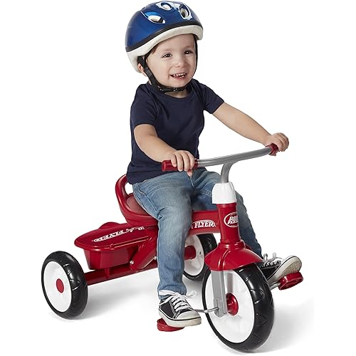 Radio Flyer Red Rider Trike, for Ages 2.5-5, Adjustable Seat, Steel Construction, Quiet Ride Wheels, Covered Storage Bin, Comfort Grip Handlebars, Easy Carry Seat Handle, Tricycle for Toddlers