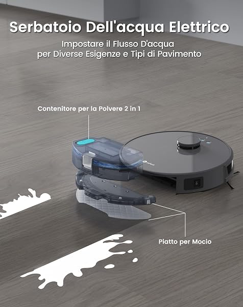 Lefant M1 Robot Aspirapolvere Lavapavimenti con Mappatura Laser dToF, Doppia Spazzola Laterale, 5500Pa, Batteria 4000mAh 200 Min, Controllo APP Alexa Google, Design Slim per Case Moderne, Grigio - 4