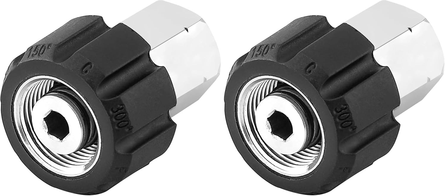 JOEJET Pressure Washer Adapter, M22 14mm Female Thread to 3/8” Female NPT, Stainless Steel Power Washer Hose Adapter Fittings, 5000 PSI (Pack of 2)