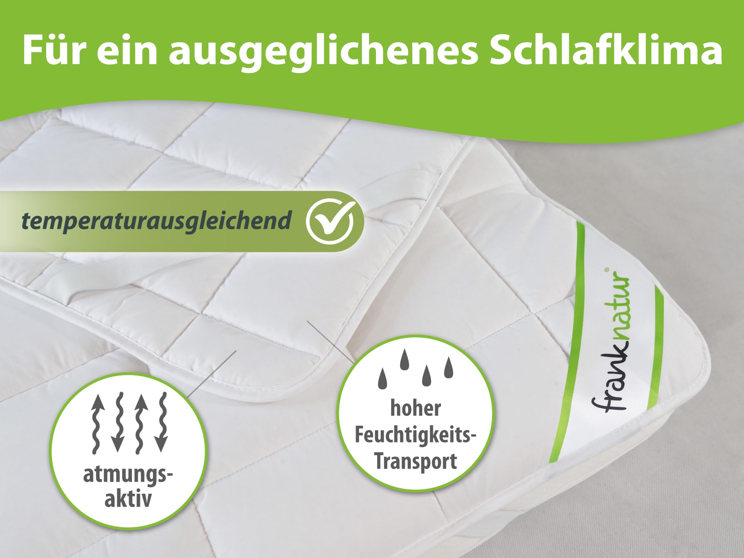 franknatur Unterbett 180x200 Baumwolle Matratzenauflage atmungsaktive Bettauflage waschbar