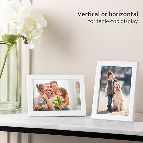 Vista 128 de KINLINK Juego de 2 portarretratos de 6 x 8 pulgadas, marco de fotos de madera mate de 4 x 6 pulgadas con plexiglás para 4 x 6 con paspartú o 6 x 8