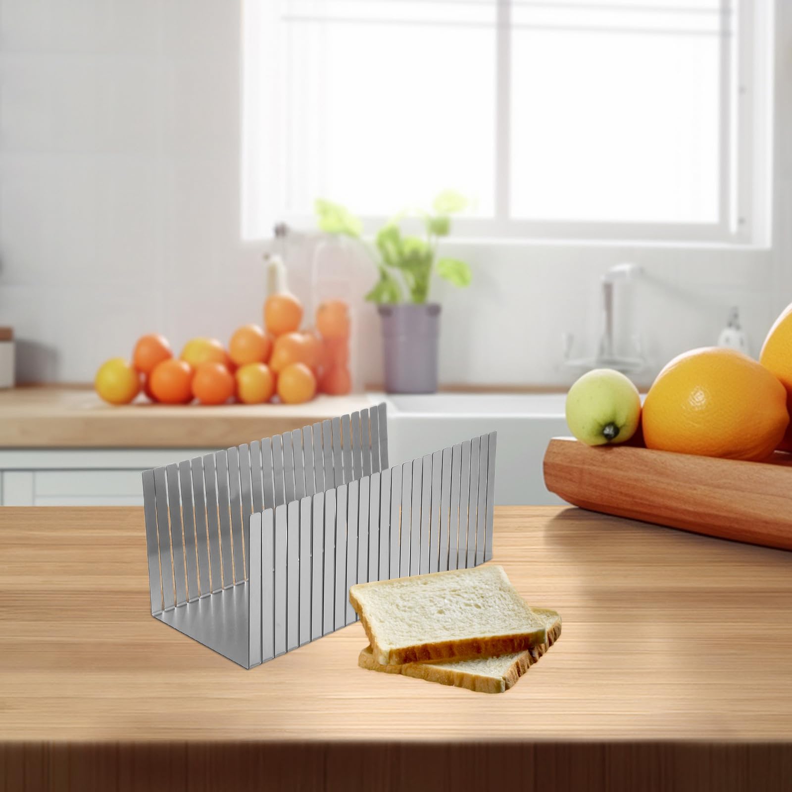 Guida al Taglio del Pane Regolabile in Acciaio Inossidabile con Design Compatto e Raffinato per Fette di Toast e Torte Fatte in Casa